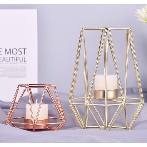2021 Nordic Style Wrought Iron Geometric Candle Holders Candlestick Chandelier Wedding Props Party Home Decoration Metal Crafts