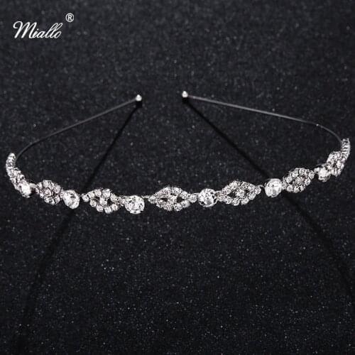 Miallo Bridal Wedding Crystal Hair Headband Rhinestone Crown Pageant Silver Color Sterling Women Girls Party Tiara Rim for Hair