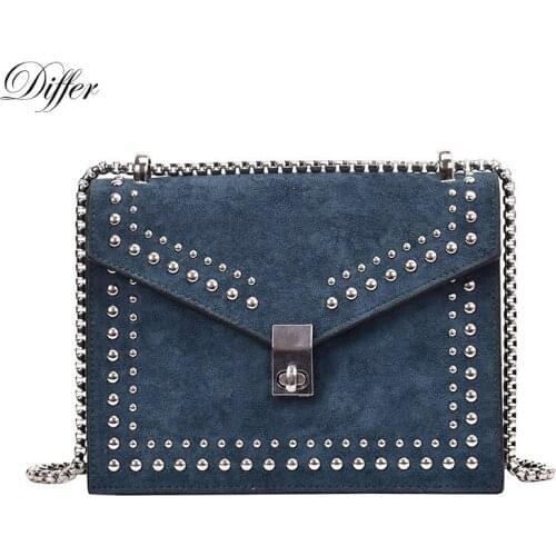 New Scrub Leather Luxury Shoulder Bag 2021 Ins Simple Style Chain Rivet Crossbody Bag Small Hot Cute Women Handbag High Quality