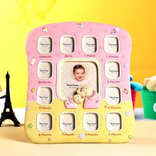 Pink Blue My First Year Babys Resin Photo Frame European Home Decor Tabletop Elephant Butterfly Tear Car Baby Picture Frame