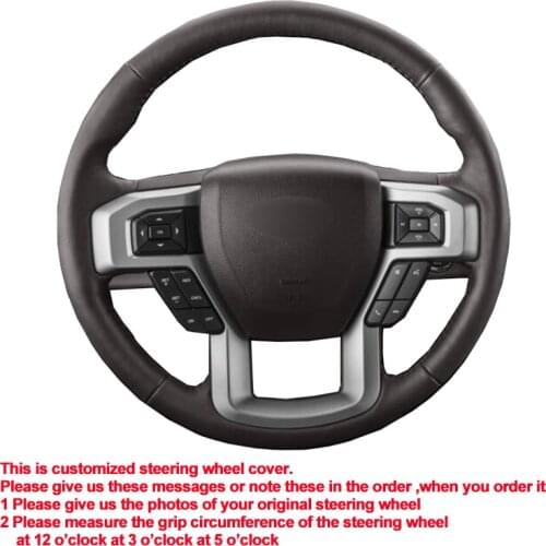 Hand Sewing Car Steering Wheel Cover Volan Funda Volante For Ford F-150 F150 King Ranch Lariat Platinum XL XLT 2015 2016 2017