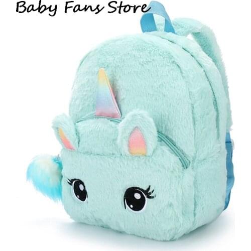 Kids Mini Plush Backpacks Baby School Bag Unicorn Pack Kindergarten Backpack Children Cute Cartoon Fashion Schoolbag Book Bags