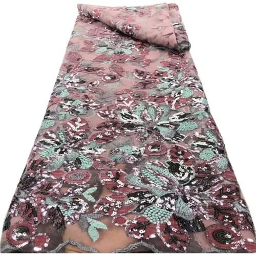 SJ Lace New Design African Lace Fabric Wholesale French Lace Fabric 2021 High Quality Nigerian Tulle Sequins Lace Fabric ST5-13