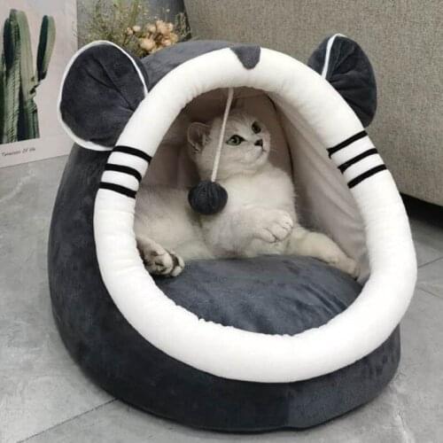 Foldable Cat Pet Bed Small Medium Pet Dog Soft Nest Kennel Kitten Bed House Sleeping Bag Pets Winter Warm Cozy House Cave