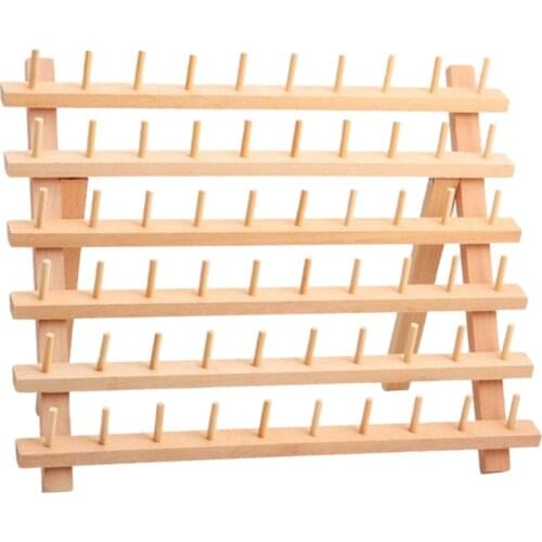 60-Spool Thread Rack Sewing Embroidery Organizer Natural Wood for Sewing, Quilting, Embroidery, Hair-braiding, Hanging Jewelry