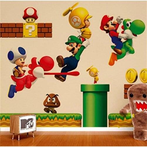 Super mario game cartoon wall stickers for kids room decorative PVC Wall Stickers 621