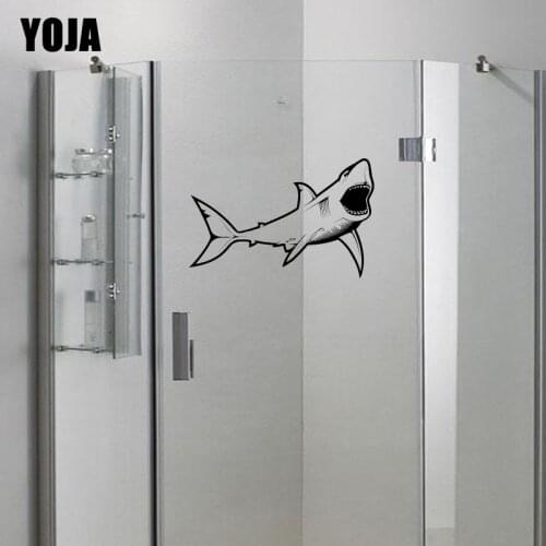 YOJA 18x27.6CM Cool Shark Wall Sickers Home Decor Bathroom Shower Glass Decal G2-0563