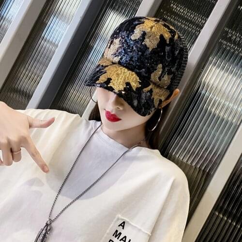 Ladies Hat Summer Korean Version of The Trendy Sequined Baseball Cap Spring and Summer Street Outdoor Mesh Breathable Sun Hats