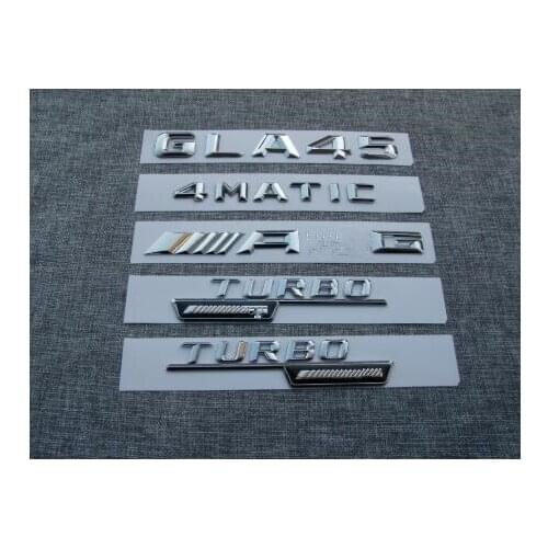 1 Set Number Letters Trunk Emblem Sticker for Benz AMG GLA45 4MATIC TURBO AMG