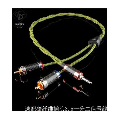 1pcs Silver plated 3.5 one point two RCA gold plated lotus plug audio cable signal cable
