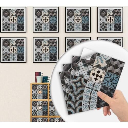 10pcs/set Marble Pattern Frosted Tile Floor Wall Sticker Kitchen Bathroom Home Decor Wallpaper Non-slip Wear-resistant Art Mural