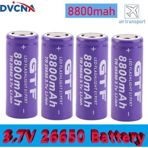 100% New 3.7V 26650 Battery 8800mAh Li-ion Rechargeable Battery For LED Flashlight Torch Li-ion Battery accumulator battery