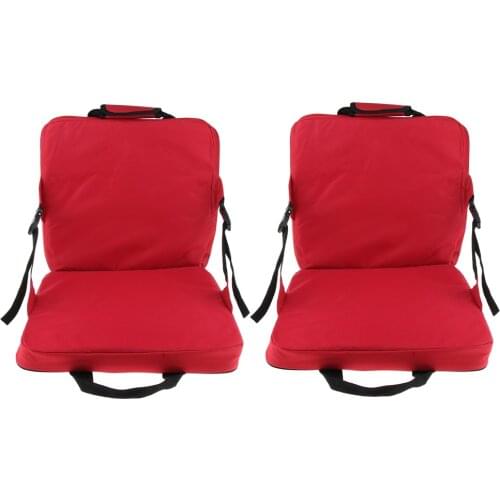 2 Pcs Portable Lightweight Stadium Seat Cushion Chair Bench Bleachers with Back Support for Fishing Hiking Camping chair pads