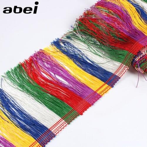 2yards 15cm Braided Colorful Ribbon Drop Fringe Tassel Lace Trimming Handmade Athnic Clothes Dress Bags Fabric DIY Sewing Fabric