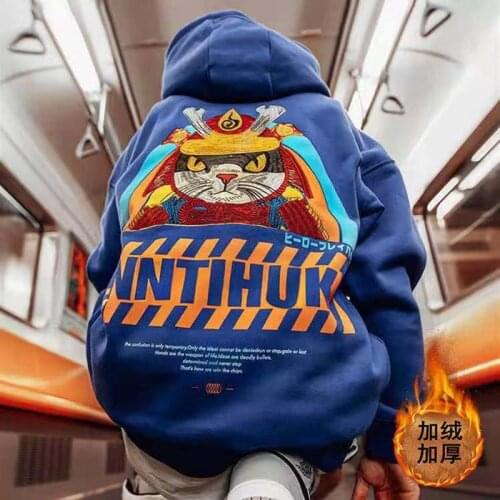 2021 Mens National Trend Hip Hop Pullover Students Loose Casual Printing Sweatshirts Plush Hooded Hoodies Lovers Coats S-5XL