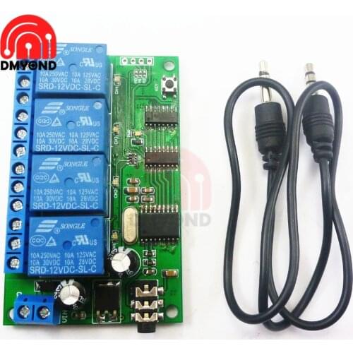 AD22B04 4 CH DC 12V 4 Channel DTMF MT8870 Audio Decoder Relay Board Smart Home Relay Controller Voice Phone for LED lighting