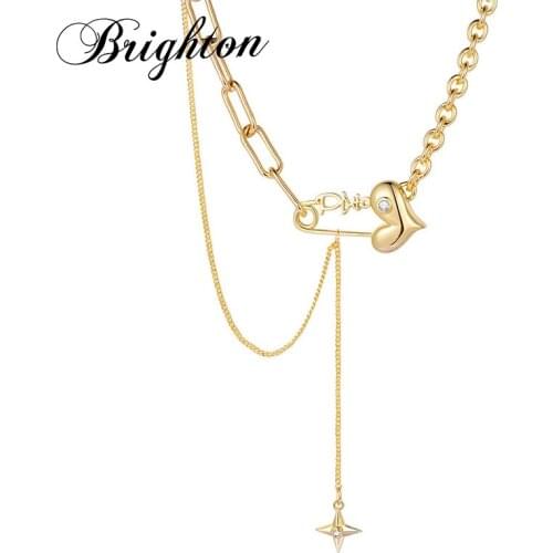 Dorado Irregular Gold Color Metal Necklace For Women Chain Heart Pendant Punk Choker Party Gift Collares Jewelry 2021 trendy
