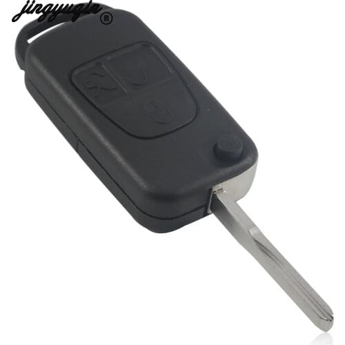 Jingyuqin for MERCEDES For BENZ 3 Button Switchblade Fob ML SL S C Fob Case 10pcs/lot HU64 Blade Flip Remote Car Key Shell