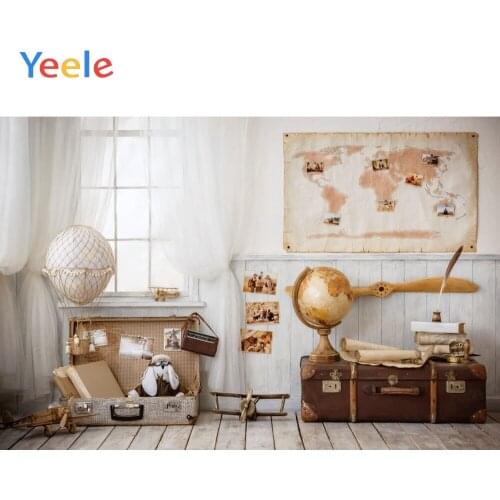 Aircraft Plane Hot Air Balloon Interior Travel World Baby Shower Boy Birthday Backdrop Photography Background For Photo Shoot