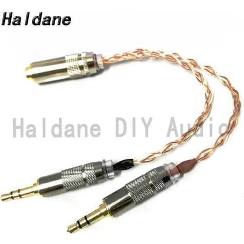 Haldane HIFI Single Crystal Copper Silver plated 2x3.5mm Male to 4.4mm Balanced Female Audio Adapter Cable for chord mojo Player