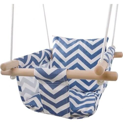 Cotton Canvas Baby Swing Chair Hanging Swing Indoor Outdoor Safety Baby Childrens Toy Wooden Seat With Cushion Baby Room Decor