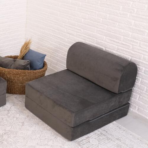 Homedius Magic Tri-Fold High Quality Velvet Sofa Bed Foam Couch Mattress with Convertible Floor Bed Pad Color Anthracite