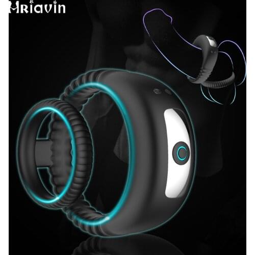 Cock Ring Vibrator Penis Ring 10 Speeds Cockring Dick Massager Vibrator Clitoral Stimulation Sex Toys for Men Double Penis Rings