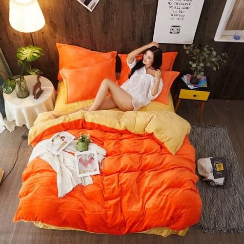 Contrast Color Flannel Duvet Cover Set Bedspread Bedding Solid Color Bed Linen for 1.2m-2m Bed Single Double Quilt Cover 20color