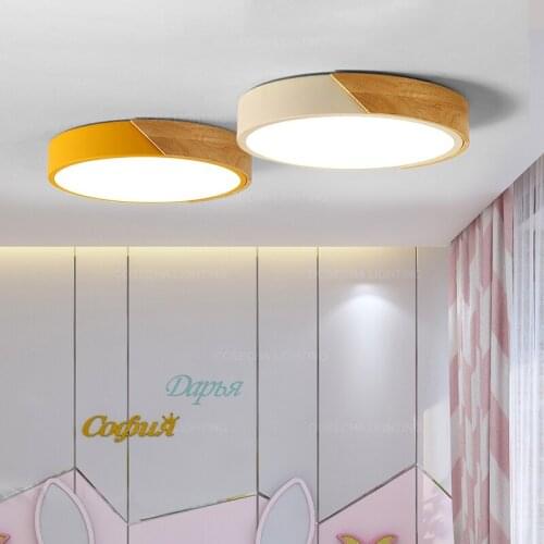Round wood ceiling lights dimmable LED modern ceiling luminaire kitchen fixtures for bedroom living room hallway light fixtures