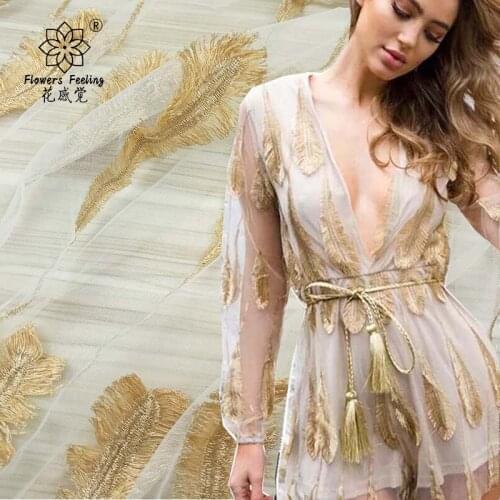 1yard frican Feather Lace Fabric for Dress,Nigerian Lace Sewing Material Cloth,Diy Sexy Pajamas Tulle Tissue Patchwork Fabrics