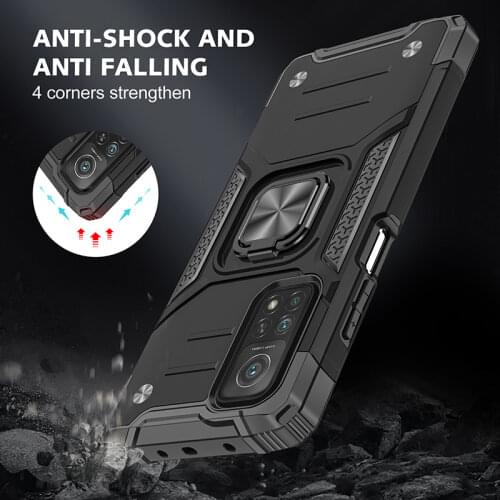 Magnetic Metal Finger Ring Holder Shockproof Case For Xiaomi Mi 10T Pro Armor Drop Protective Back Cover For Xiaomi Mi 10T Lite