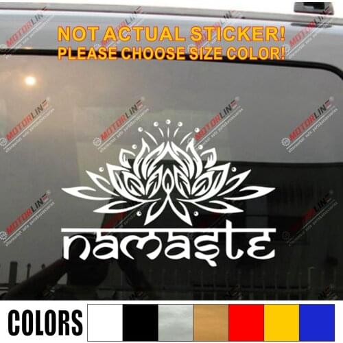 Namaste Lotus Decal Sticker Car Vinyl Indian Yoga Buddha Pick Size Color No Background