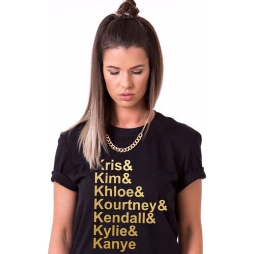 2019 New Short Sleeve Cotton casual Tees shirts Short Sleeve T-shirt Kris Kim Khloe Kourtney Kendall T shirt