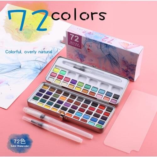 New Arrival 72 Color Transparent Solid Watercolor Portable Watercolor Pigment for Kids Drawing Watercolor Paper Supplies
