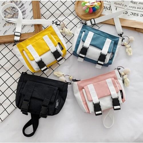 Newest Arrival Women Canvas Crossbody Bag Stylish Color Block Shoulder Bag Handbag with Adjustable Straps
