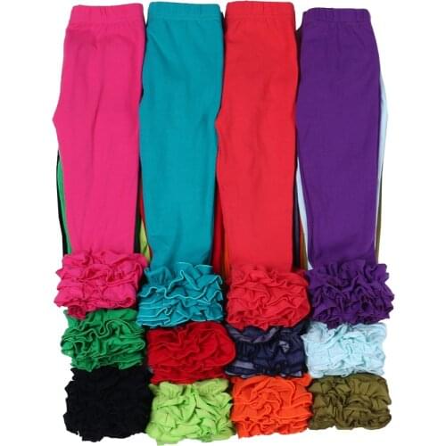 100% cotton fall and winter triple ruffle pants girls icing leggings for little girls full length ruffle pants