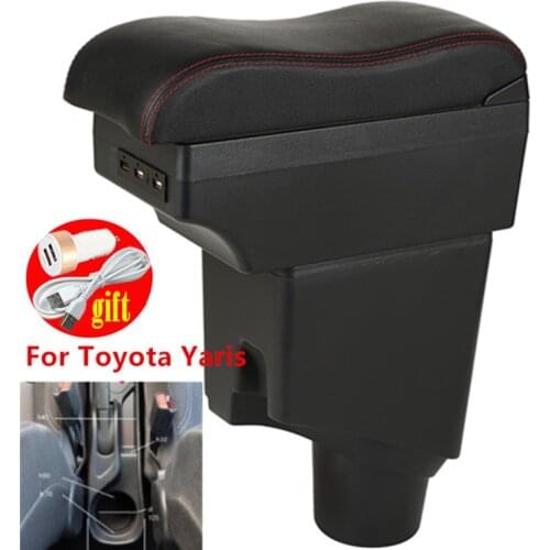 For Toyota Yaris Armrest For Toyota Yaris hybrid Car Armrest box 2020 2019 2015-2021 Retrofit parts Interior Storage box USB LED