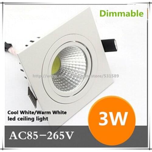 30PCS Free shipping Dimmable 3W 5W 7W high power aluminum led cob ceiling 86-265VAC 10W square cob led downlight(CE&ROHS)