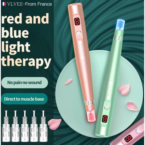 Professional Micro Needling Pen With 2 Pcs 12pin Cartridge Blue Red Light Photon Therapy Dr Pen 2 Colors Ultima Dermapen Tools