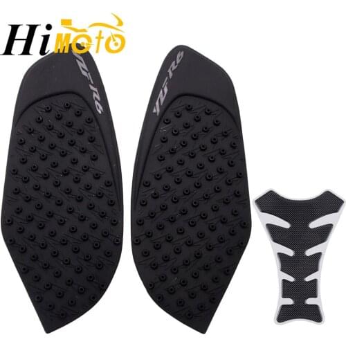 Motorcycle Anti slip Tank Pad Side Gas Knee Grip Traction Pads Protector Sticker + 1X Decal For Yamaha YZF R6 YZFR6 2008-2015