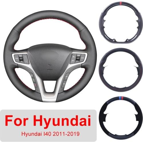 DIY Hand Sewing Car Steering Wheel Cover Customized For Hyundai I40 2011-2019 Leather Braiding Cover For Steering Wheel