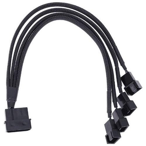 Black 4pin IDE Molex to 1/ 2/ 3/ 4-Port 3Pin/4Pin Power Supply Plug Cooler Cooling Fan Splitter Power Cable Wire for PC Computer