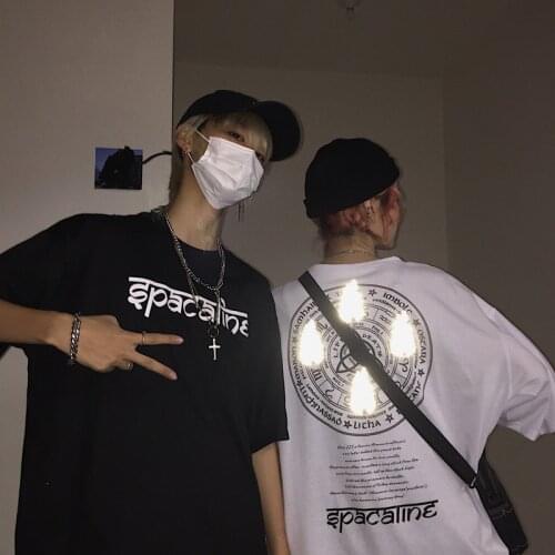 ZSIIBO Ins super fire reflective Harajuku bf wind street retro loose student short sleeve white T-shirt female tide Harajuku