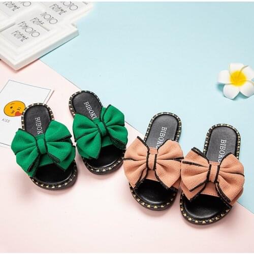 Girls Slippers 2021 Summer Children House Slides Outdoor for Swimming Beach Kids Slippers Non-slip Bow-knot Floral Sweet 26-39