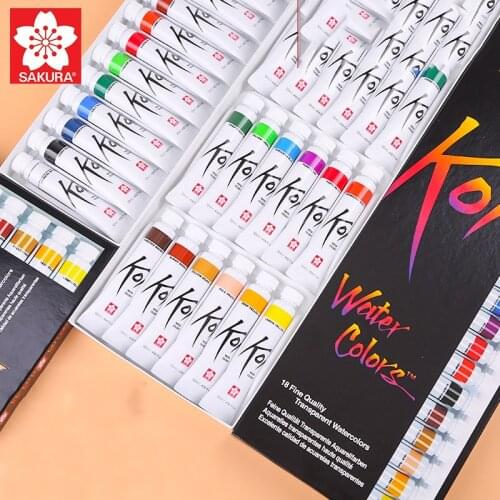Japan Original SAKURA Fully Transparent 18-color Watercolor Paint Set Expert-level High-quality Aquarela Painting Supplies
