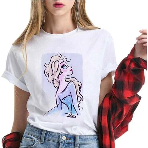 Snow Queen Elsa Print Frozen Tshirt Women Fashion Harajuku T-Shirt Summer Short Sleeves Graphic Tee Tops Dropship Clothes Female