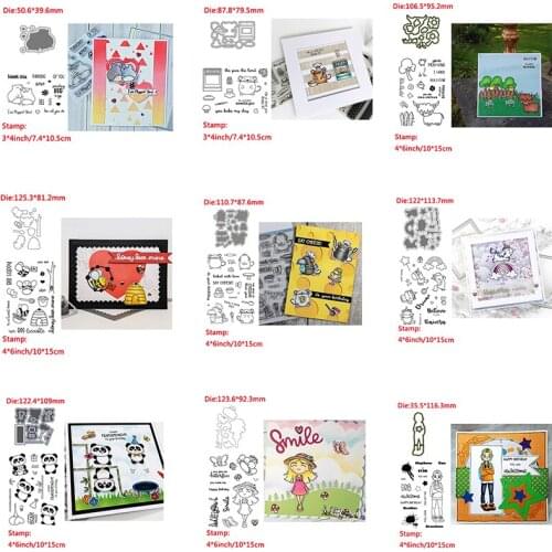 Animal Mouse Girls Flower Words Hot Metal Cutting Dies&Transparent Clear Stamps For DIY Scrapbooking Album paper Cards New 2020