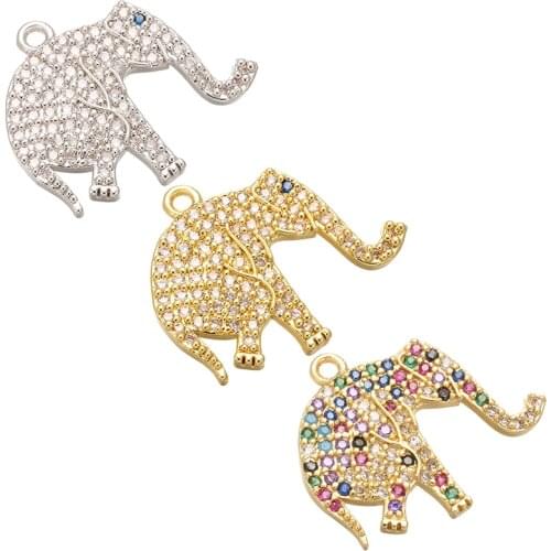 ZHUKOU 17x20mm fashion crystal elephant pendant women necklace earrings bracelet jewelry making accessories model:VD495