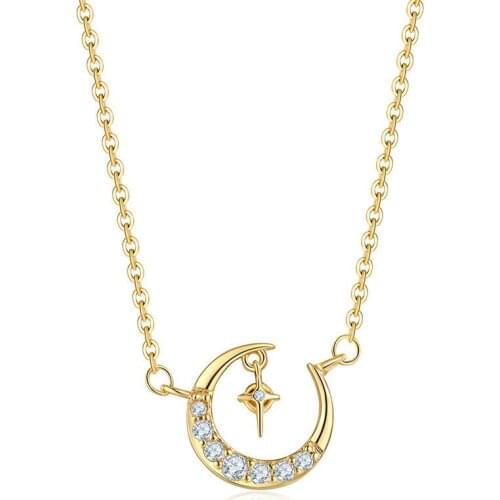 ZSLBS New Necklace For Women Girl Clavicle Chain Moon Pendant Statement Necklaces Copper Zircon Choker Jewelry Collares Mujer