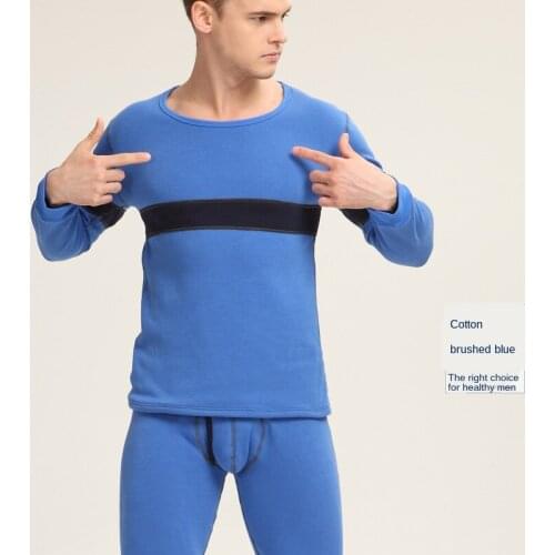 1 Set Mens fashion Long Johns thick Thermal Underwear Winter Warm underwear Cotton Thermals O-Neck M-XXL